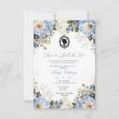 Budget Blue Florals Bridgerton Birthday Party Einladung (Vorderseite)