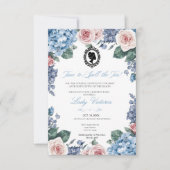 Budget Blue Florals Bridgerton Birthday Party Einladung (Vorderseite)