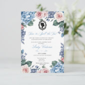 Budget Blue Florals Bridgerton Birthday Party Einladung (Stehend Vorderseite)