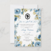 Budget Blue Florals Bridgerton Birthday Party Einladung (Vorderseite)