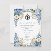 Budget Blue Florals Bridgerton Birthday Party Einladung (Vorderseite)