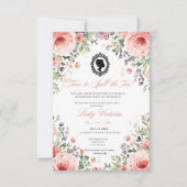 Budget Blue Florals Bridgerton Birthday Party Einladung (Vorderseite)