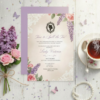 Budget Blue Florals Bridgerton Birthday Party Einladung