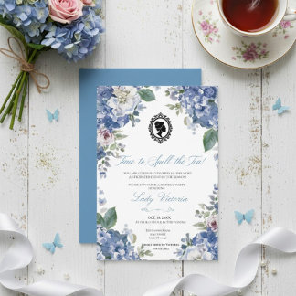 Budget Blue Florals Bridgerton Birthday Party Einladung