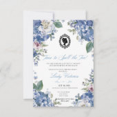 Budget Blue Florals Bridgerton Birthday Party Einladung (Vorderseite)
