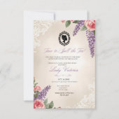 Budget Blue Florals Bridgerton Birthday Party Einladung (Vorderseite)