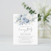 Budget Blue Florals QR Code Wedding Abend Party (Stehend Vorderseite)