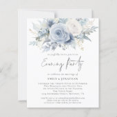 Budget Blue Florals QR Code Wedding Abend Party (Vorderseite)