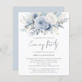 Budget Blue Florals QR Code Wedding Abend Party