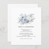 Budget Blue Florals QR Wedding Abend Party (Vorne/Hinten)