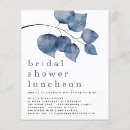 Budget Blue Foliage Brautparty Luncheon Einladung