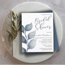 Budget Blue Foliage Bridal Dusche Einladung