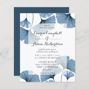 Budget Blue Foliage Watercolor Einladung