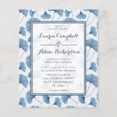 Budget Blue Foliage Watercolor Einladung (Vorderseite)