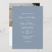 Budget Blue Foto QR Code UAWG Wedding Einladung (Vorne/Hinten)