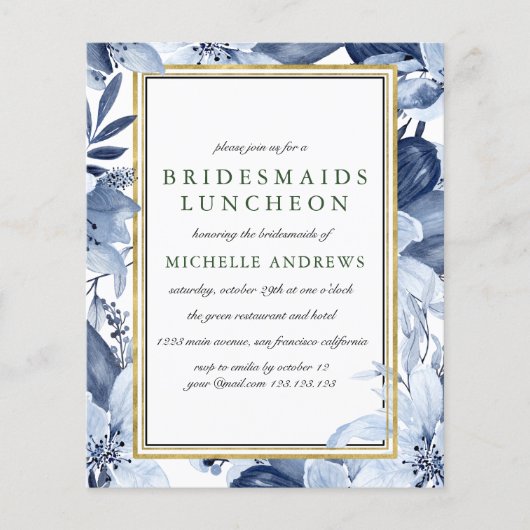 BUDGET Blue Garden Bridesmaids Luncheon Wedding (Vorderseite)