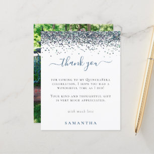 Budget Blue Glitzer Foto Quinceanera Vielen Dank