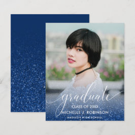 BUDGET BLUE Glitzer Ombre Girly Foto Abschluss