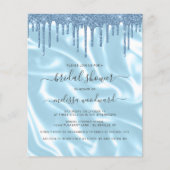 Budget Blue Glitzer Satin Brautparty Einladung (Vorderseite)