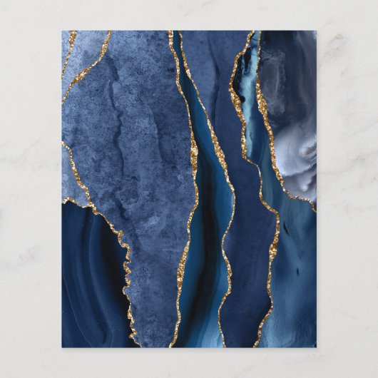 Budget Blue Gold Agate Bestätigung Einladung (Rückseite)