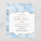 Budget Blue Gold Agate Boy Baby Dusche Einladung (Vorne/Hinten)