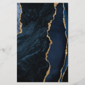 Budget Blue Gold Agate Dark Wedding Einladung (Rückseite)