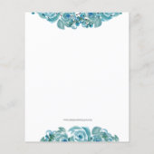 Budget Blue Gold Floral Bridal Dusche Einladung (Rückseite)