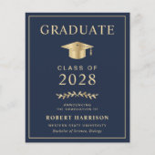 Budget Blue Gold Foto Abschluss Ankündigung (Vorderseite)