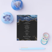 Budget Blue Gold Glitzer Marble Wedding Menü (Einzeln)