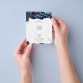 Budget Blue Gold Glitzer Marble Wedding Menu Flyer (Gruppe)