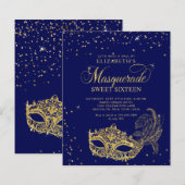 BUDGET Blue Gold Glitzer Masquerade Sweet 16 (Vorne/Hinten)