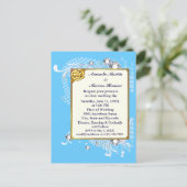 Budget Blue & Gold Rahmen & Diamanten Image Weddin Postkarte (Stehend Vorderseite)
