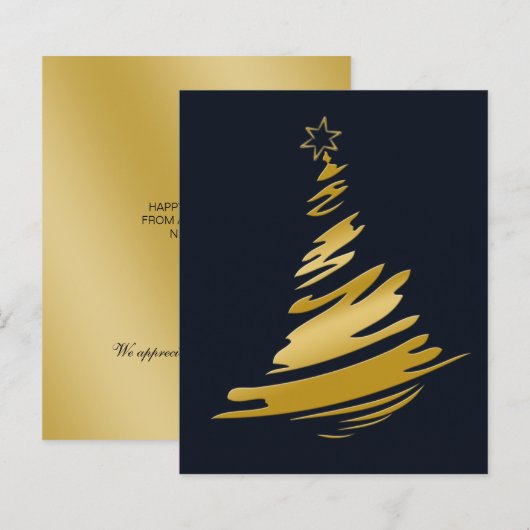 Budget Blue Gold Weihnachtsbaum Weihnachtskarte (Vorne/Hinten)