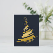 Budget Blue Gold Weihnachtsbaum Weihnachtskarte (Stehend Vorderseite)