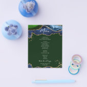 Budget Blue Green Agate Wedding Menu Flyer (Einzeln)