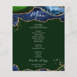 Budget Blue Green Agate Wedding Menu Flyer