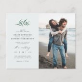 Budget Blue Green Branch Wedding Foto Einladung (Vorderseite)