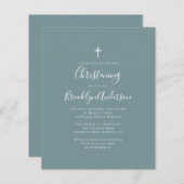 Budget Blue Green Christening Einladung (Vorne/Hinten)