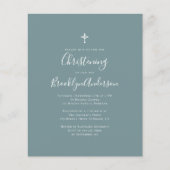 Budget Blue Green Christening Einladung (Vorderseite)