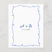 Budget Blue Hand Drawn Monogram QR Code Wedding (Rückseite)