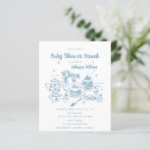 Budget Blue Hand Dray Baby Dusche Brunch (Stehend Vorderseite)