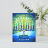 Budget Blue Hanukkah Menorah Shine Bright Card (Stehend Vorderseite)