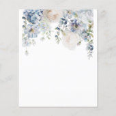 Budget Blue Hydrangea Blush Baby Dusche Einladung (Rückseite)