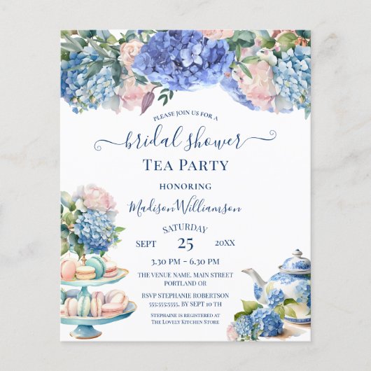 Budget Blue Hydrangea Brautparty Tea Party (Vorderseite)