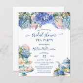 Budget Blue Hydrangea Brautparty Tea QR Code (Vorne/Hinten)