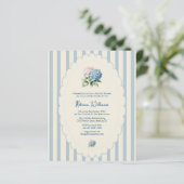 Budget Blue Hydrangea Coastal Stripe Bridal Shower (Stehend Vorderseite)