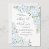 Budget Blue Hydrangea Elegant Floral Wedding  Einladung (Vorderseite)