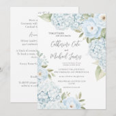 Budget Blue Hydrangea Elegant Floral Wedding  Einladung (Vorne/Hinten)