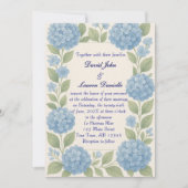 Budget Blue Hydrangea Foto Hochzeit Einladung (Vorderseite)