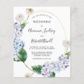 Budget Blue Hydrangea Hochzeitseinladung (Vorderseite)